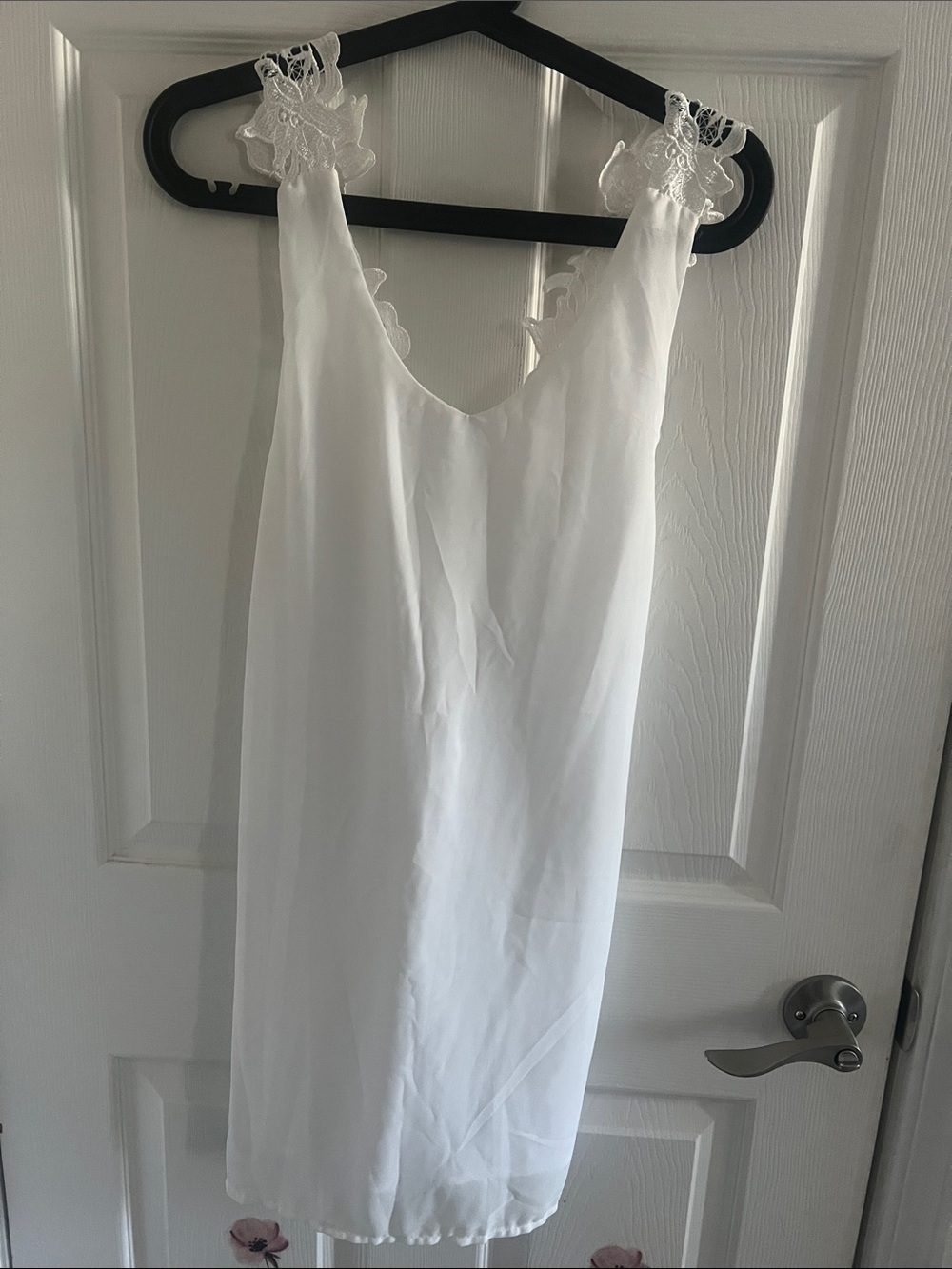 White Lace-Trim Slip Dress